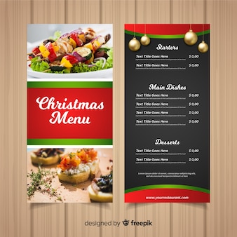 Christmas menu template with photography