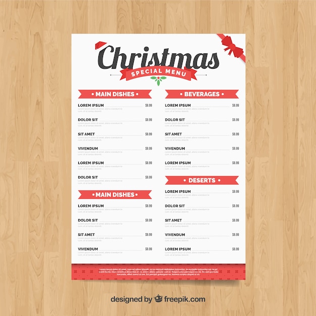 Christmas menu template