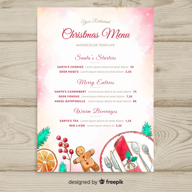 Christmas menu template