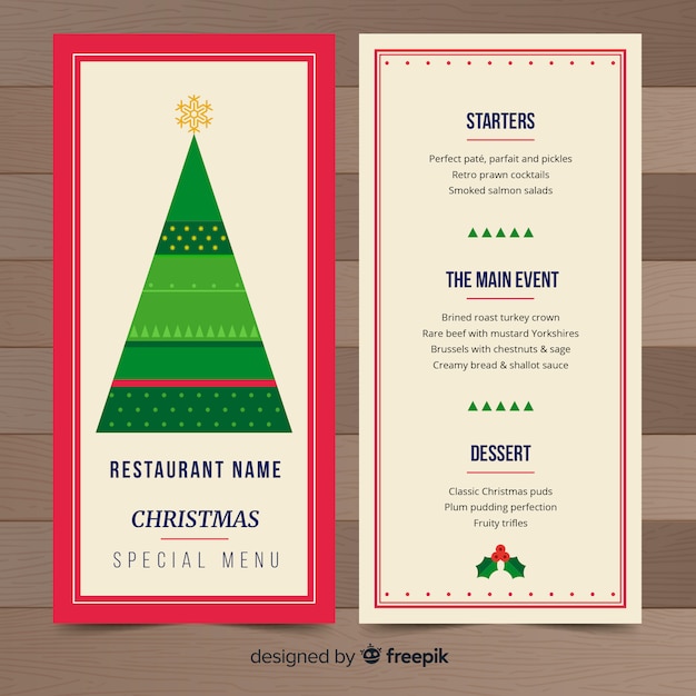 Free vector christmas menu template