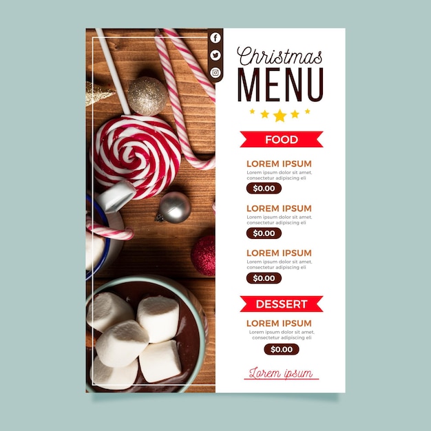 Free vector christmas menu template