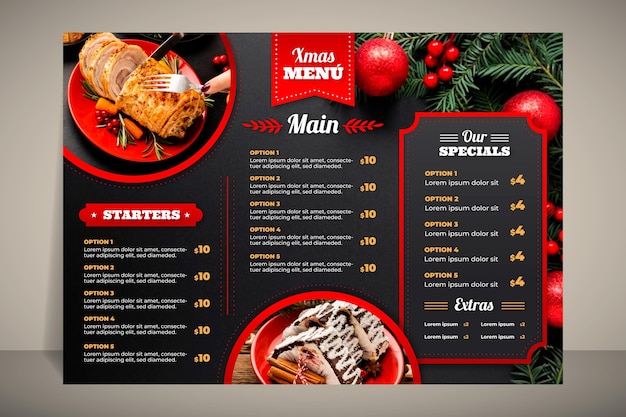 Free vector christmas menu template