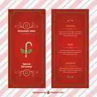 Free vector christmas menu with candy cane