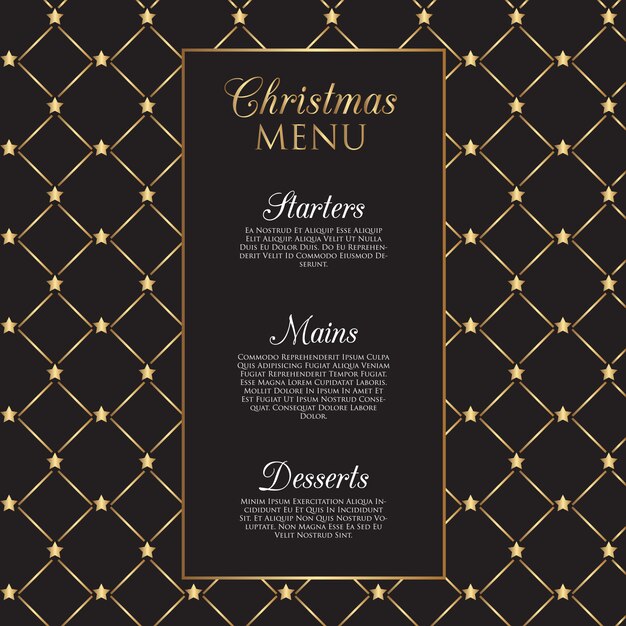 Christmas menu  with gold stars