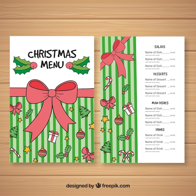 Menu di natale con arco a mano