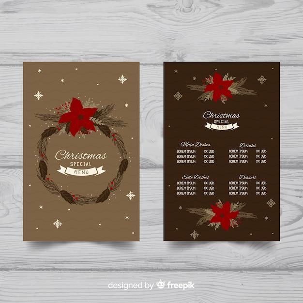 Free vector christmas menu