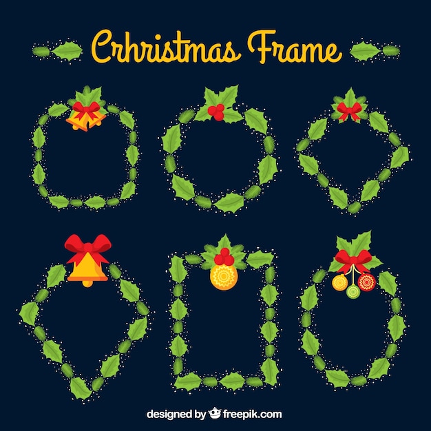 Vettore gratuito natale frame vischio