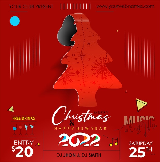 Christmas Music Party Event Flyer Poster for New Year 2022