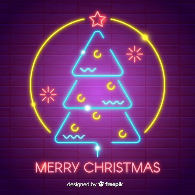 Free vector christmas neon tree