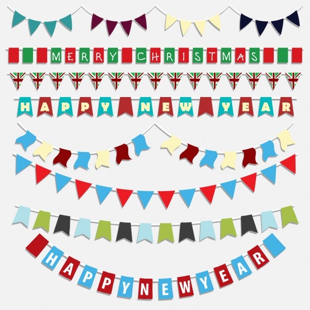 Free vector christmas and new year bunting