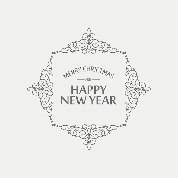 Free vector christmas and new year card in monochrome style