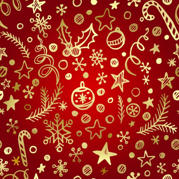 Free vector christmas and new year golden seamless pattern eps 10