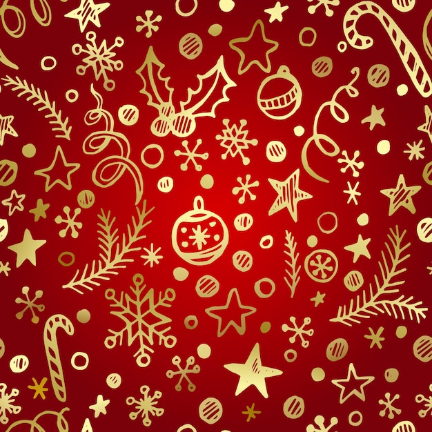 Christmas and New Year golden seamless pattern EPS 10