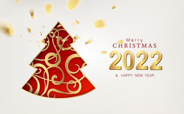 Christmas and new year greeting card with golden sparks.