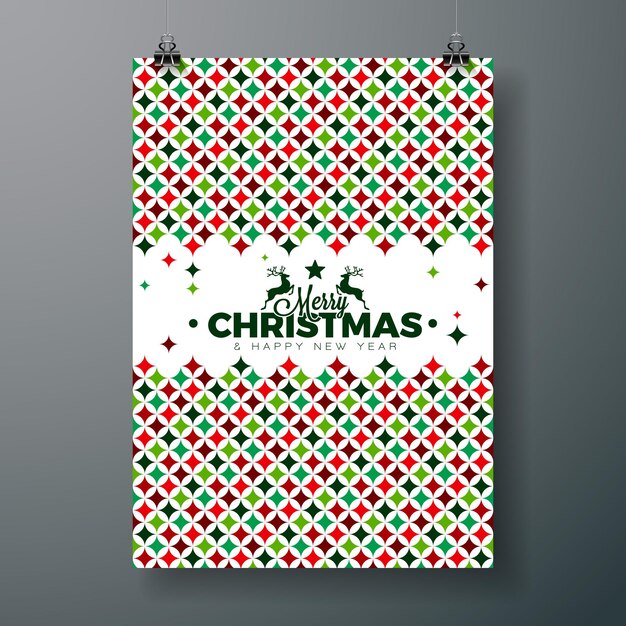 타이포그래피 문자와 추상 색상 텍스처 패턴이 있는 크리스마스와 새해 그림