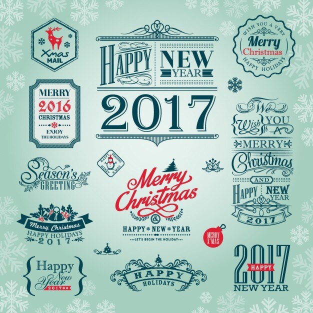 Free vector christmas and new year set