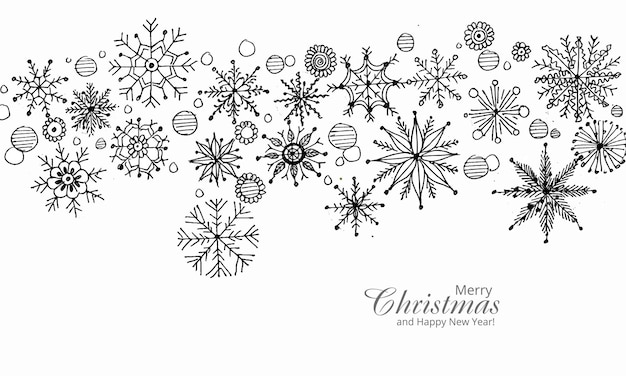 クリスマスと新年の雪片カードの背景ベクトル