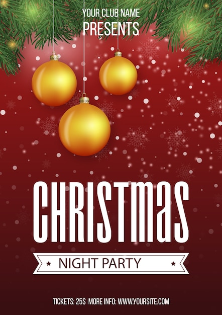 Free vector christmas night party poster