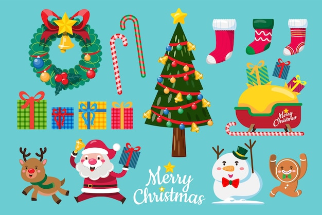 Free vector christmas object design elements for invitation card, party, new year, christmas, t-shirt, greeting card, poster, print, websit, banner, flyer, leaflet, brochure and publications.