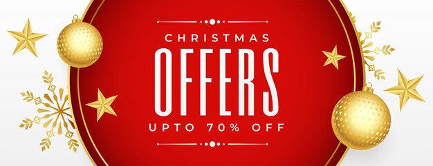 Free vector christmas offers sale banner with golden xmas elements