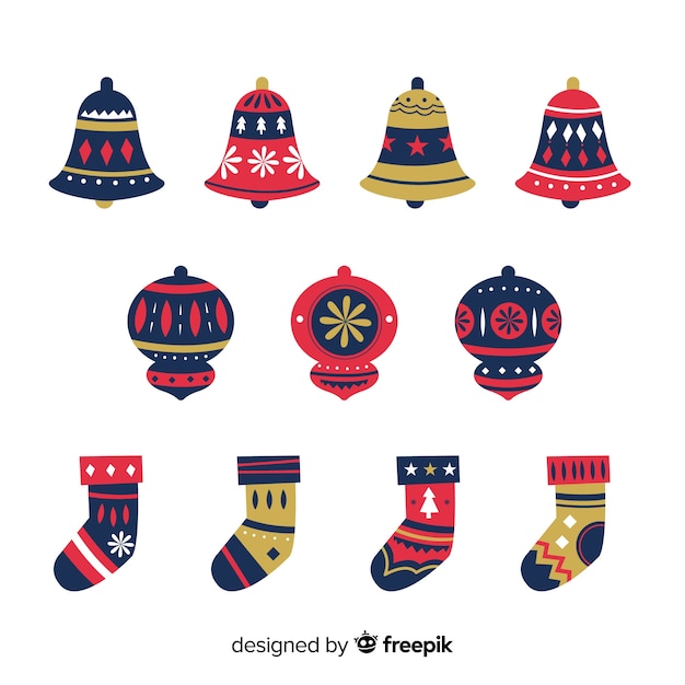 Free vector christmas ornament collection in flat design