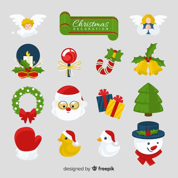 Christmas ornament collection in flat design