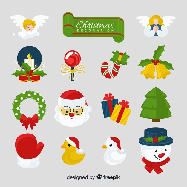 Christmas ornament collection in flat design