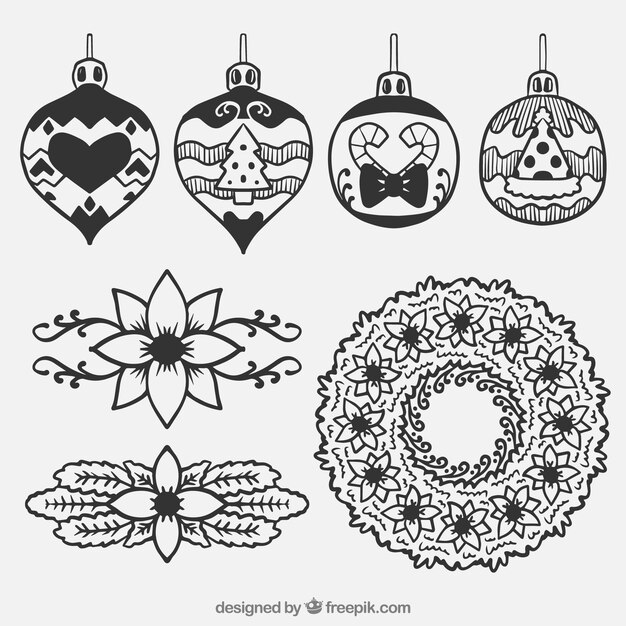 Christmas ornament pack and floral wreath