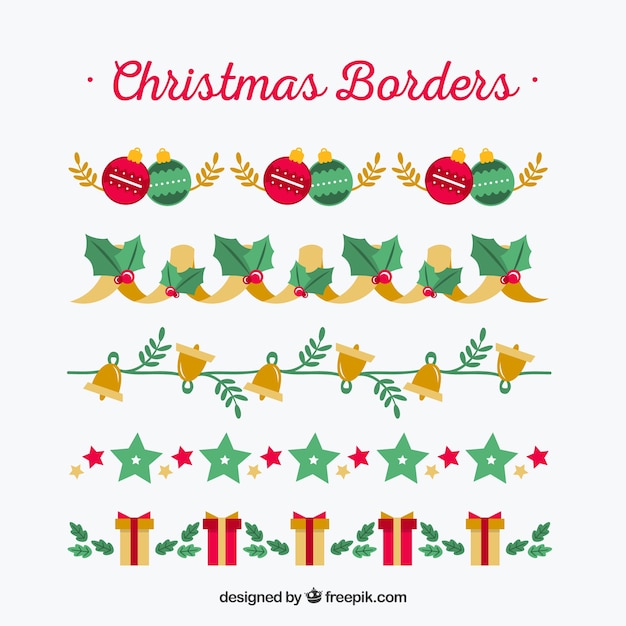 Free vector christmas ornamental borders set