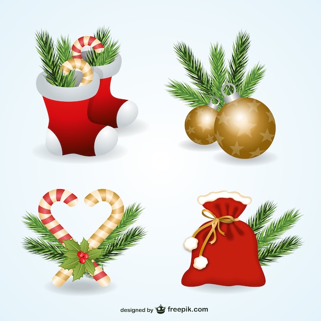 Free vector christmas ornaments pack