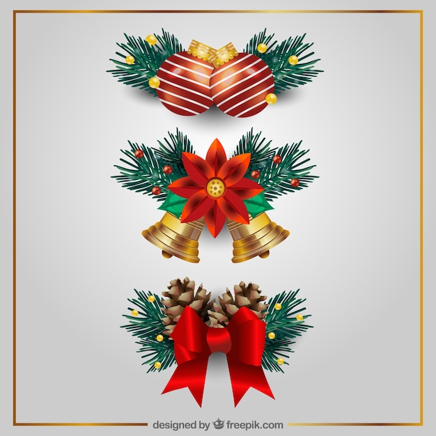 Free vector christmas ornaments in realistic style