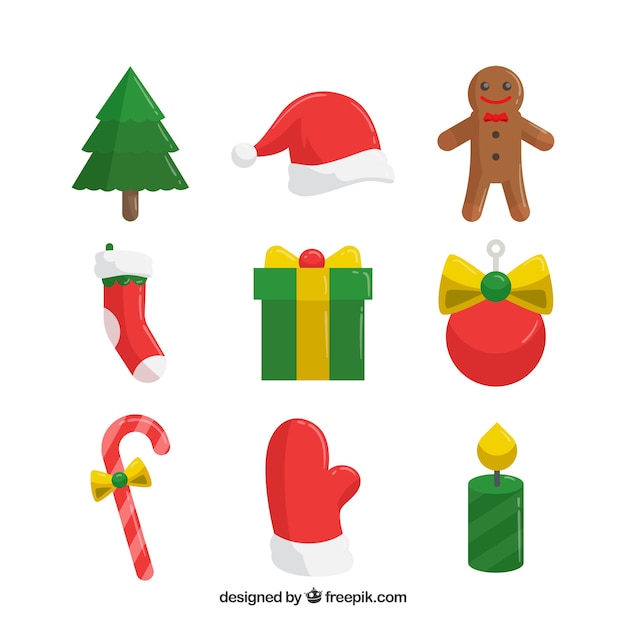 Free vector christmas ornaments with cute style