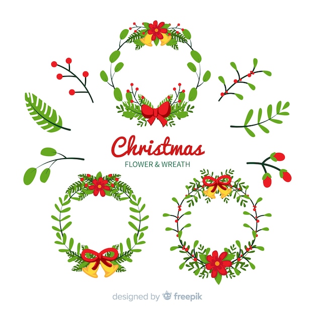 Free vector christmas ornaments and wreaths