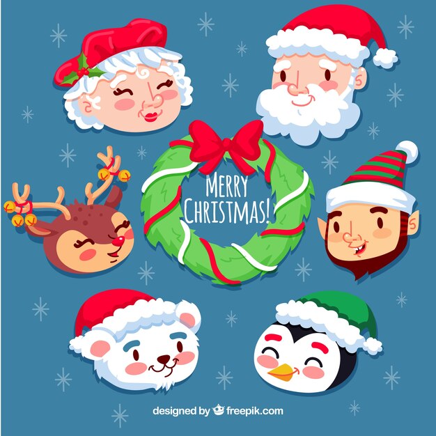 Download Free Vector Christmas Pack Of Smiley Faces