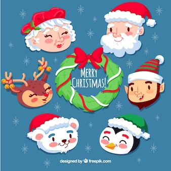 Download Free Vector Christmas Pack Of Smiley Faces