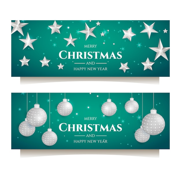 Christmas party banner with silver decoration