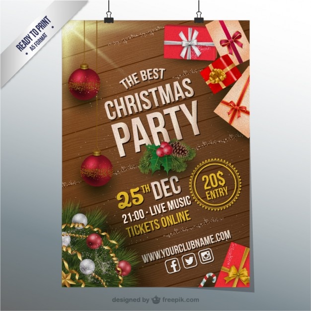 Free vector christmas party cmyk flyer