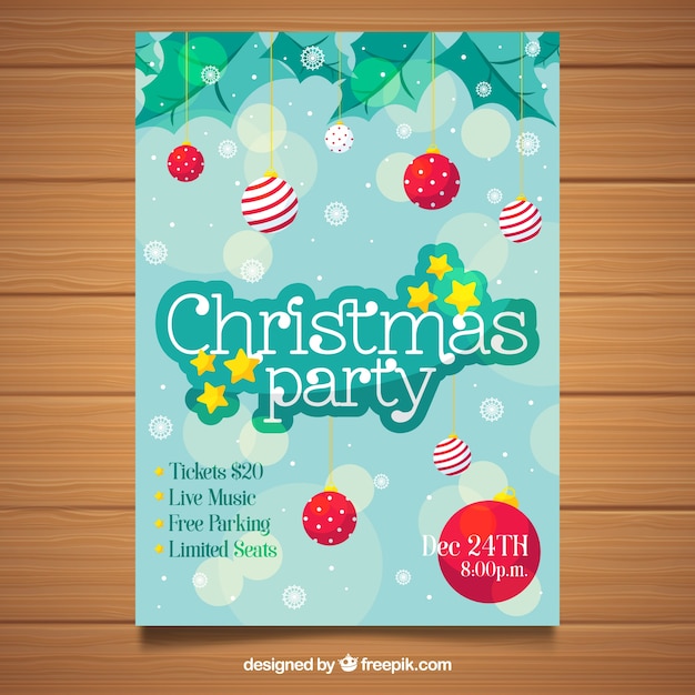 Christmas party flyer in blue