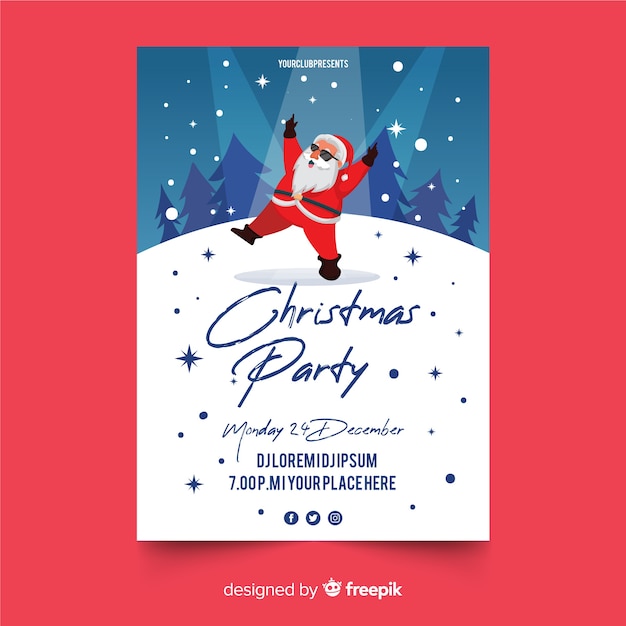 Free vector christmas party flyer in flat design