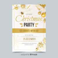 Free vector christmas party flyer template with photo