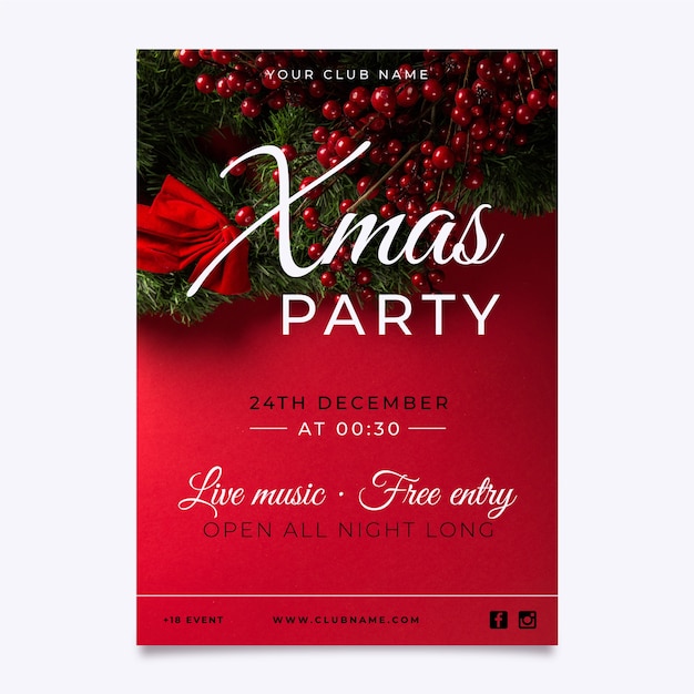Christmas party flyer template with photo
