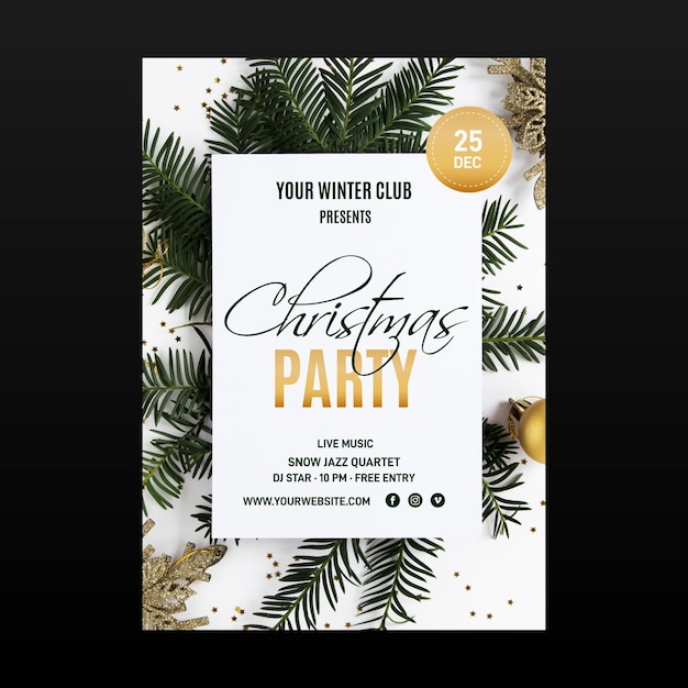 Christmas party flyer template with photo