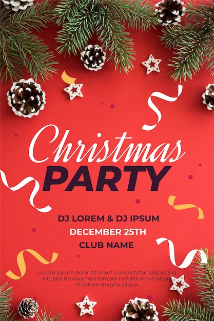 Free Vector | Christmas party flyer template with photo