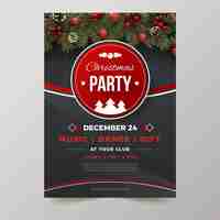 Free vector christmas party flyer template with photo