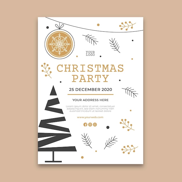 Free vector christmas party flyer template