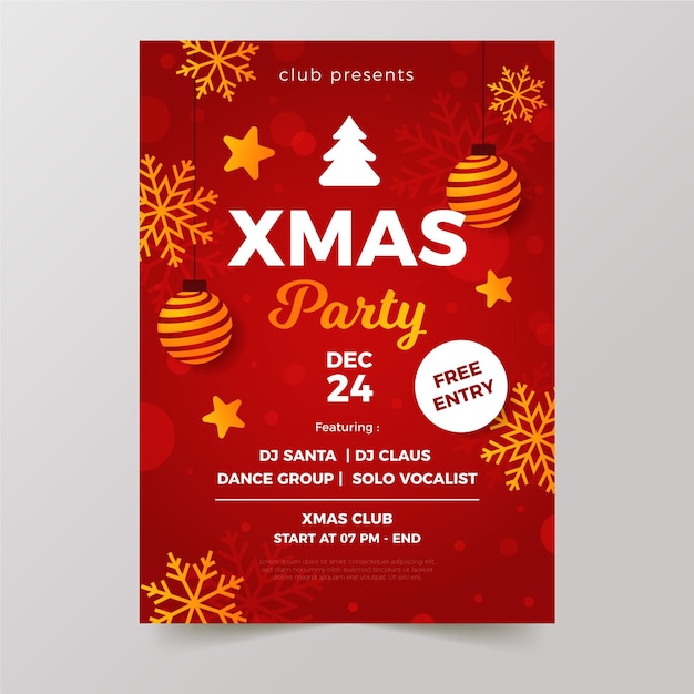 Free vector christmas party flyer template