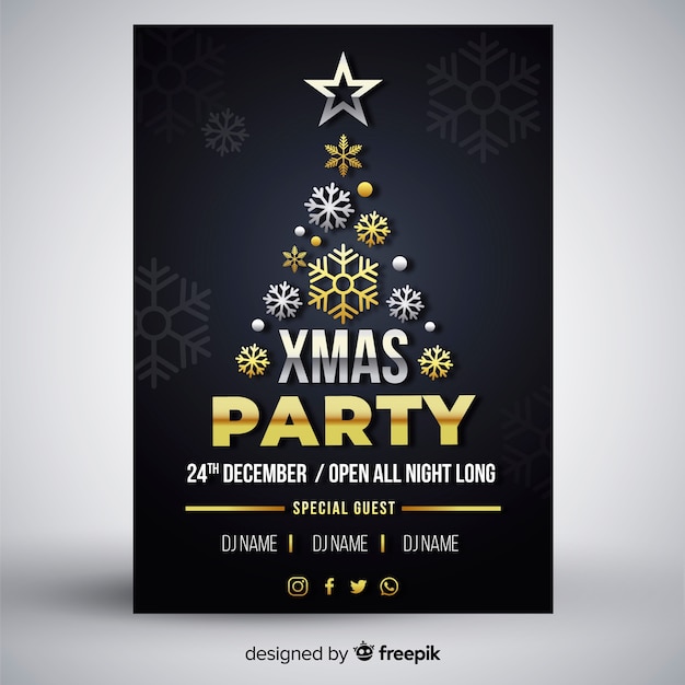 Free vector christmas party flyer