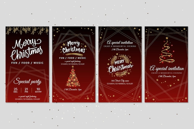 Free vector christmas party instagram stories