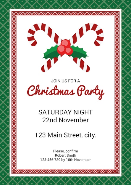 Free vector christmas party invitation card