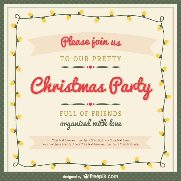 Free vector christmas party invitation template with ornaments